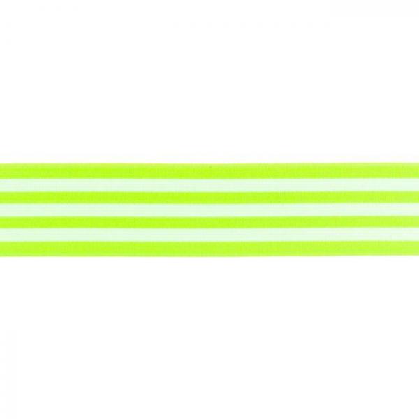 Gummiband Streifen Neon Grün-Weiß Breite 4 cm
